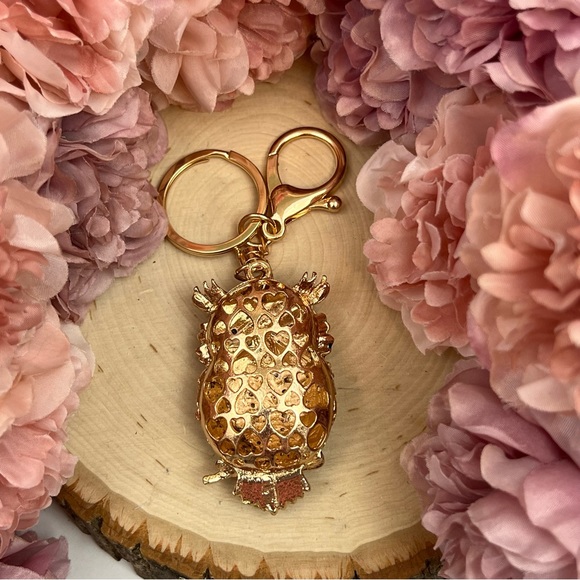 Beautiful Black and Silver Crystal Owl Keychain Charm - Picture 11 of 14